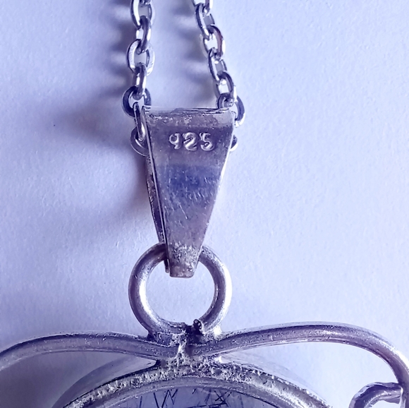 Sterling Silver 925 & Natural Iolite Artisan Reverse Teardrop Pendant Necklace - Picture 4 of 4